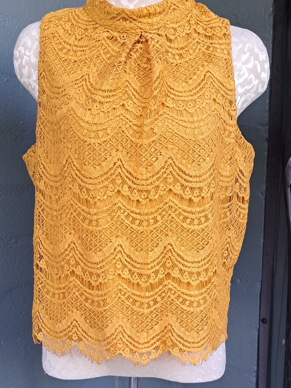 Haute Monde Mustard Lace Sleeveless Camisole